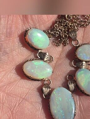 Antique Solid 9k Rose Gold Opal Necklace